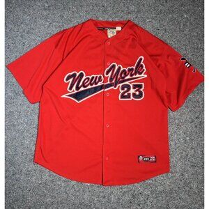 Vintage DELF New York Baseball Jersey Men's Button Up Red Embroidered #23 XXL